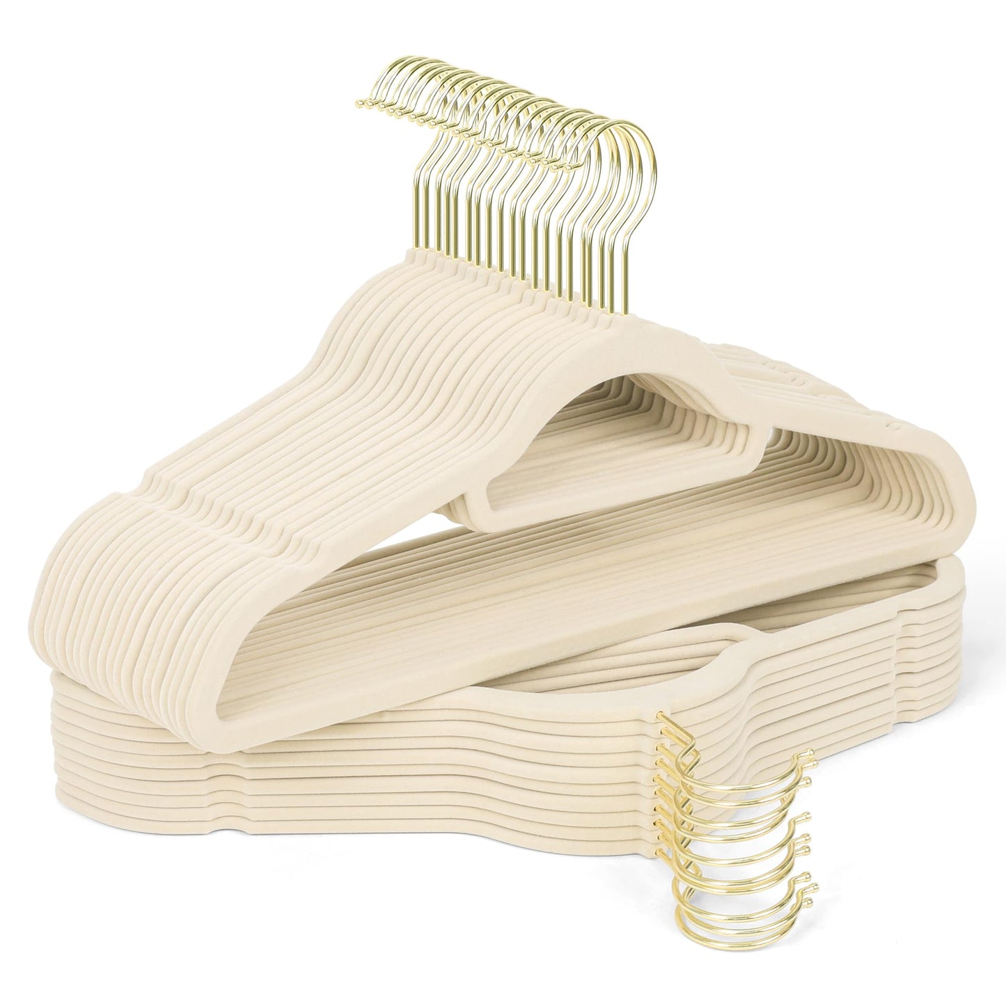 Sishynio Premium Velvet Hangers 30 Pack with Gold Hooks, Non-Slip, Space Saving Felt Clothes Hangers, Sturdy Slim Flocked Hanger for Dresses, Coats