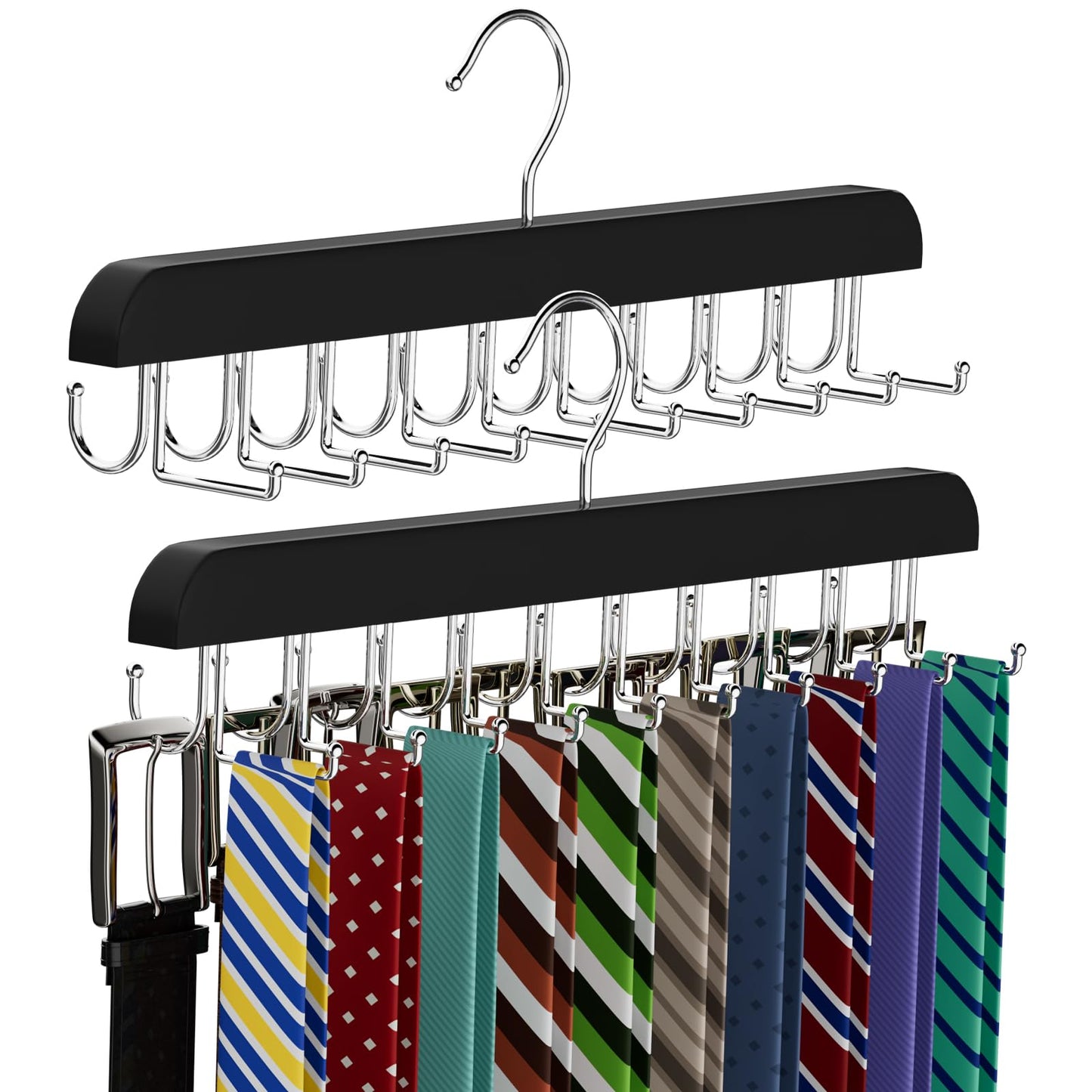 Belt Tie HANGER 20 Hooks 2 in 1 Hanger for Closet Max 30 Belts with 30 Ties Capacity