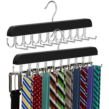 Belt Tie HANGER 20 Hooks 2 in 1 Hanger for Closet Max 30 Belts with 30 Ties Capacity