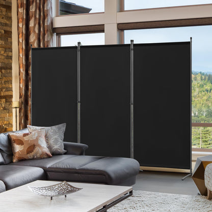 Angel Living 3 Panels Folding Room Divider | Privacy Screen with Polyester Fabric & Sturdy Iron Frame | Freestanding Partition for Office, Bedroom