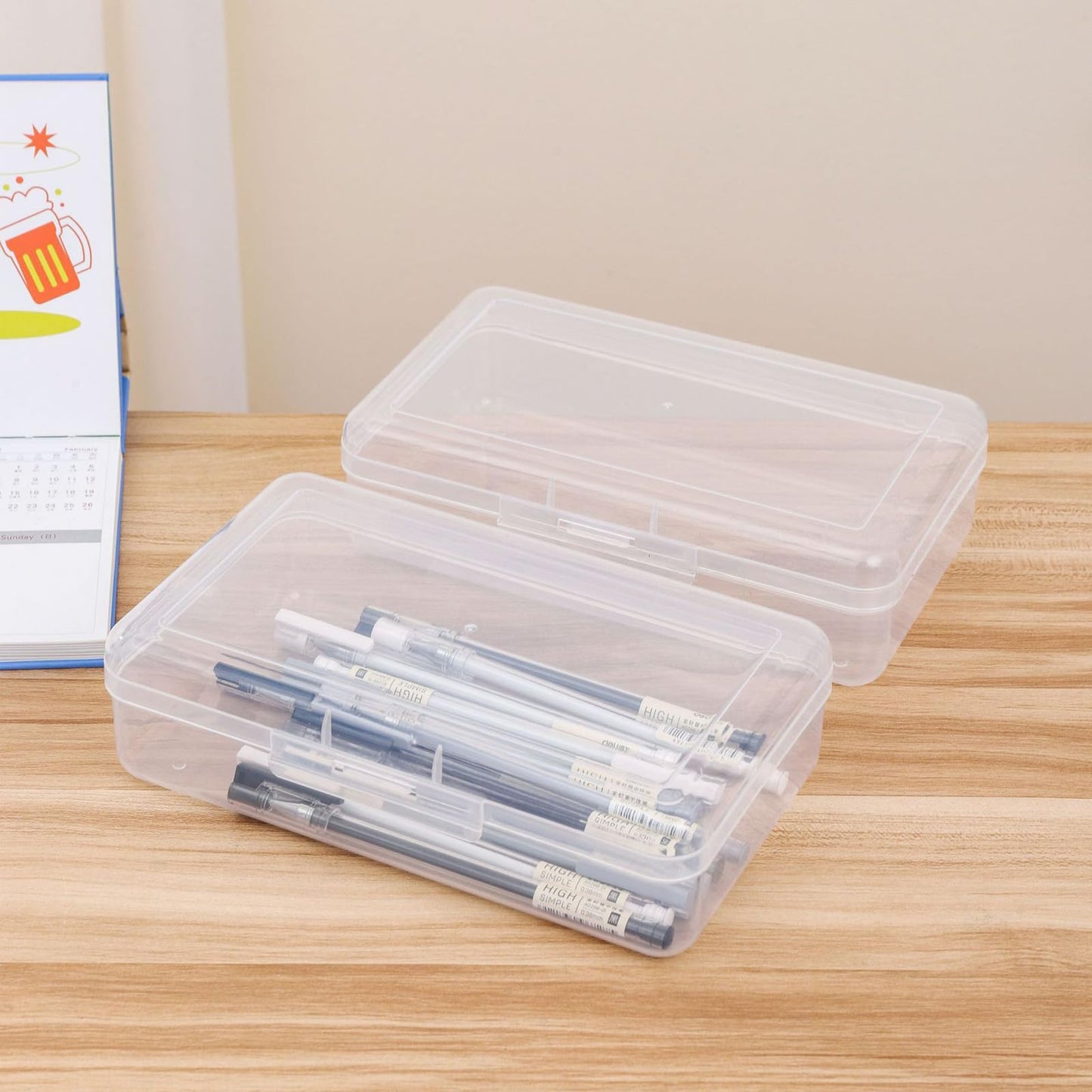 4 Pack Rectangular Clear Plastic Storage Containers, 20.5 x 12 x 6 cm