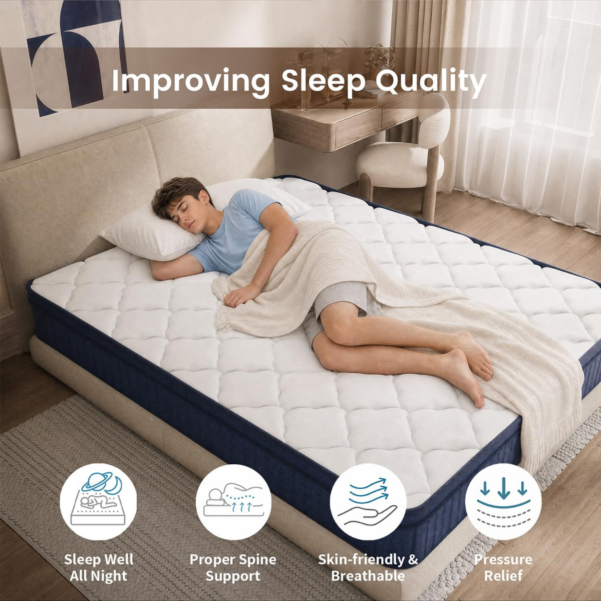 Clou&eir 190x135x25cm Double Memory Foam Spring Mattress