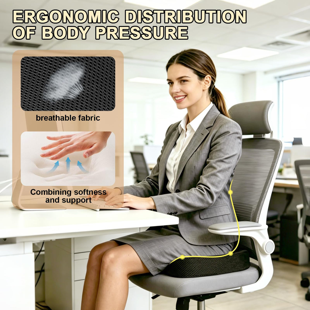 AZVFLY Gel Memory Foam Seat Cushions to Reduce Tailbone Pressure