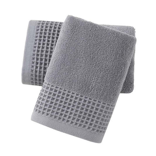 sense gnosis Grey Waffle & Terry Hand Towels for Bathroom Quick Drying Lint Free Thin, Classic Style Soft & Absorbent Bathroom Decorative Hand Towels