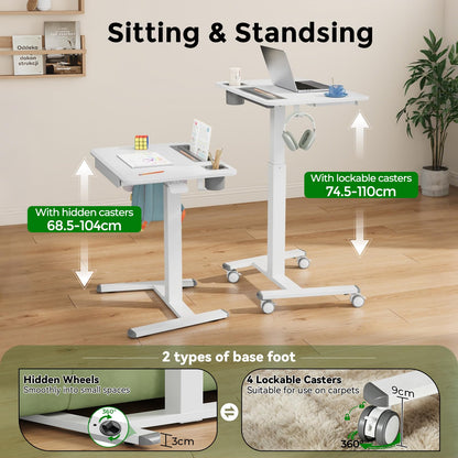 Gibbon Mounts Mobile Laptop Desk, 70x50cm Height Adjustable Standing Desk