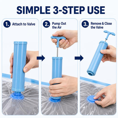 Vacuum Bag Pump Plastic Hand Air Pump Manual Compression Bag Suction Air Extractor Compressed Space Saving Clothes Storage Pipe Suction Tube Portable