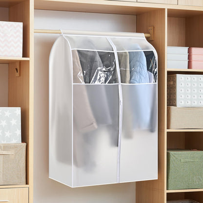 ZWMYF Garment Clothes Dustproof Clothes Rail Cover Storage Bag, PEVA Dustproof Wardrobe Hanging Protector Rack Organizer with Full Zipper