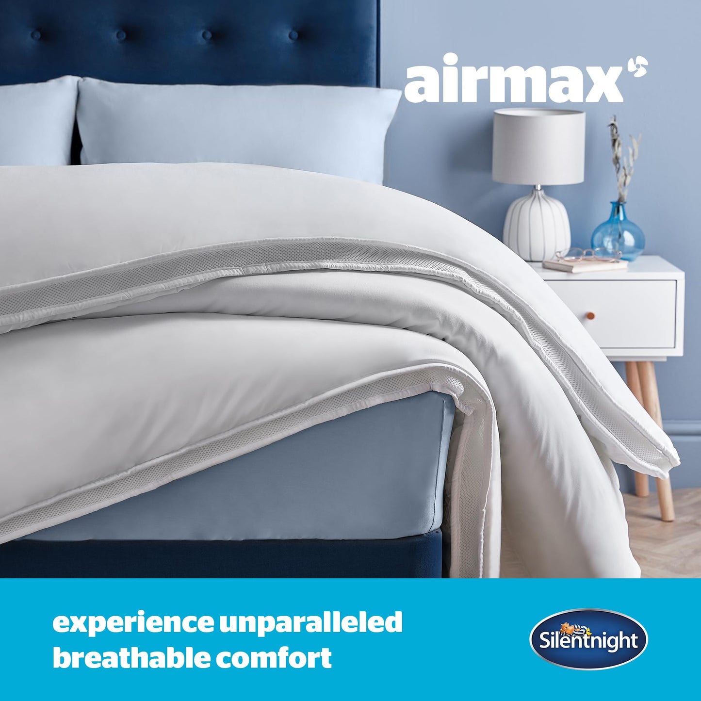 Silentnight Airmax Double Duvet  10.5 Tog Breathable All Season Duvet Quilt with Mesh Sides to Prevent Overheating  Machine Washable and