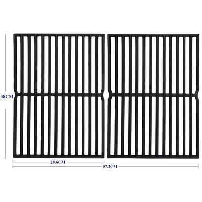 GFTIME 7522 38 x 28.6cm Cooking Grate for Weber Spirit E200 E210 S200 S210 Gas Grills with Side Burner Knobs, Cast Iron Grids for Genesis Silver A,