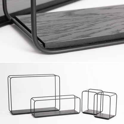 Kazai. Wall Shelves -Jona- | 4-Part Shelving Unit made of Metal and Real Wood Veneer | Wall Decor, Storage and Book Shelf for Bathroom, Living Room