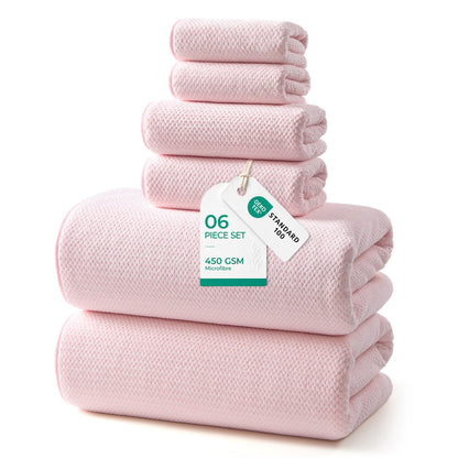 REDKISS 6 Pack Microfibre Towels set-450g/m²,Super Absorbent Towel for Bath