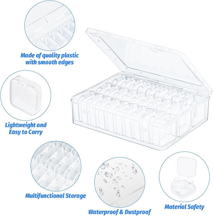 Bhina Pack of 2 Small Storage Boxes (5.5 x 5.5 x 2 cm) Mini Storage Box Made of Clear Plastic Pearl Storage Boxes with Hinged Lid for Beads