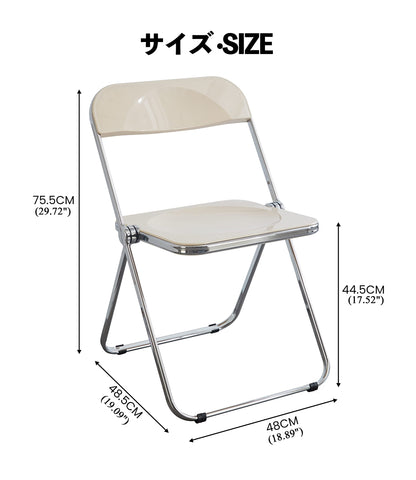 KAIHAOWIN Luxury Modern Folding Chair Acrylic Folding Chairs-Acrylic Ghost Stackable Crystal Seat-PC Plastic Living Room Seat-Chrome Frame Accent