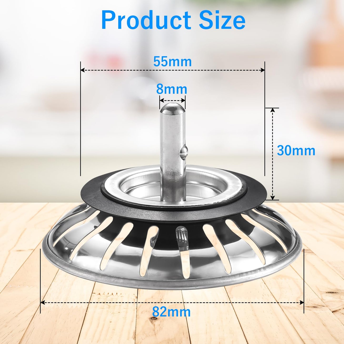 Tomario Kitchen Sink Plug Strainer Stainless Steel Strainers Sink Plugs Replacement Hole Diameter 82mm for Kitchen Sink
