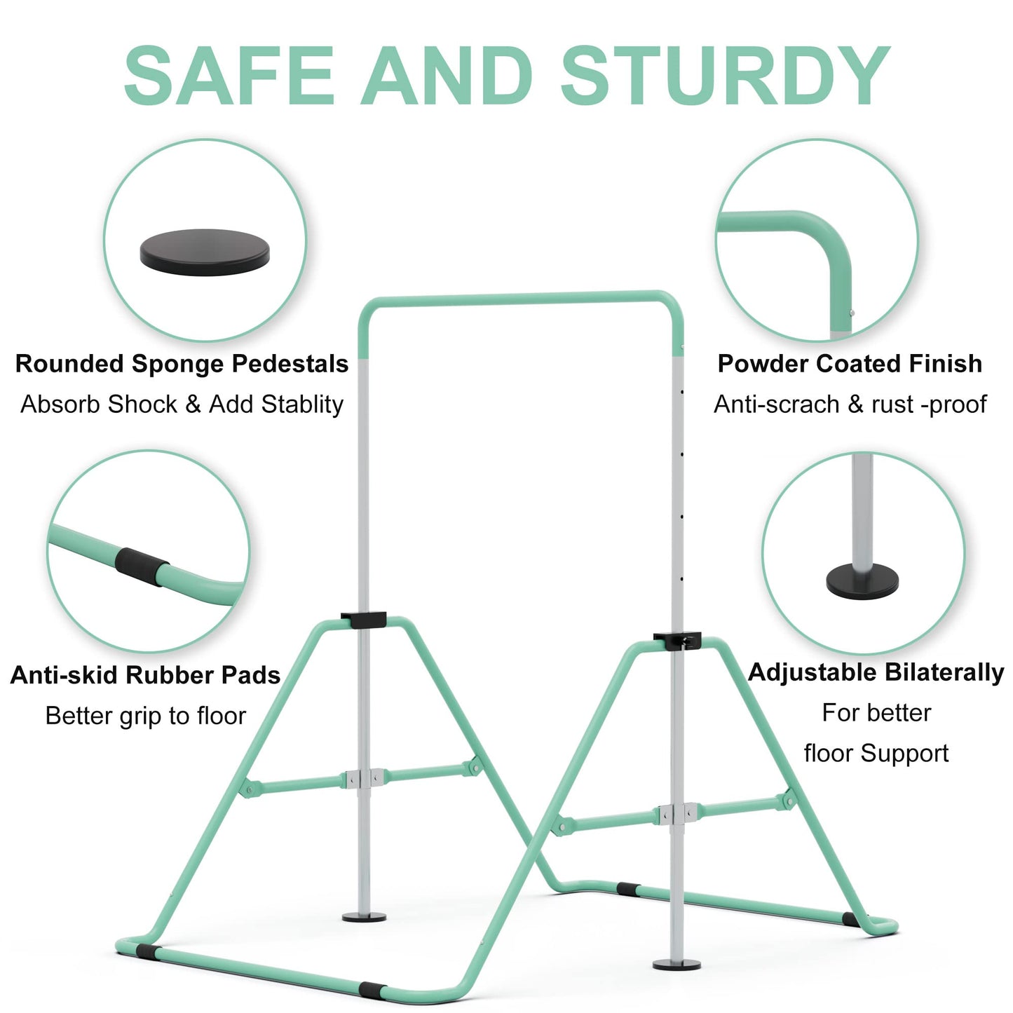 GYMMAGE Gymnastics Bars with Bar Pad, Junior Training Kip Bar Gymnastics Equipment for Home Garden, Adjustable Height Gymnastic Folding Horizontal Bar