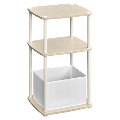 SONGMICS HOME Side Table, Bedside Table, End Table with 3 Storage Shelves, Fabric Basket, for Bedroom, Living Room, Steel Frame, 30 x 34 x 58 cm