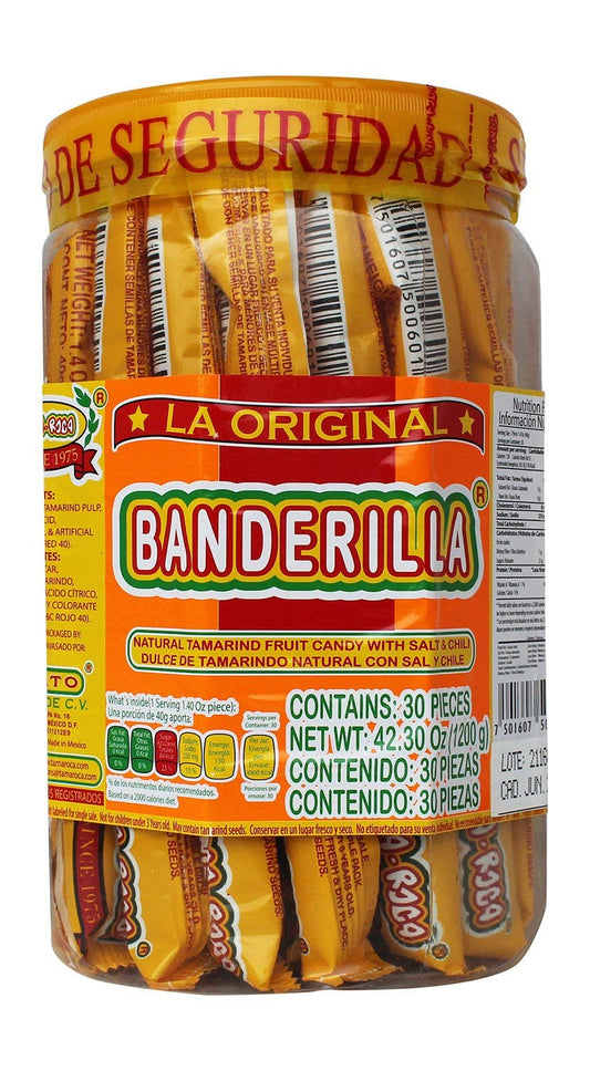 Banderilla Tama-Roca Tamarindo Mexican Candy Sticks. Contains 30 Pieces of Spicy Tamarind Candy with Salt and Chili. (New))
