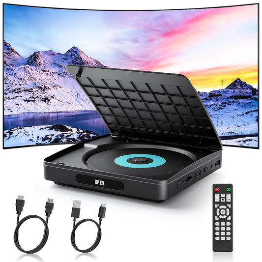 WOLFANG DVD Player for TV With HDMI, Full HD Multi Region, Remote Control and Type-C Cable, CD Player for Home Stereo System, USB Port (Not Blu-ray)