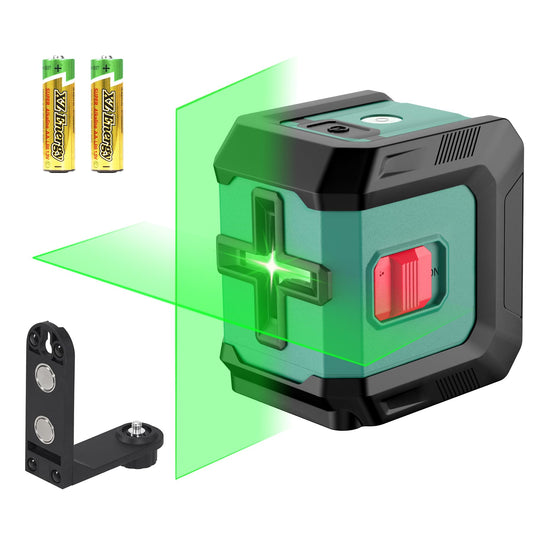 HYCHIKA Laser Level 15 M, Horizontal and Vertical Cross Line Laser, Green Laser Spirit Level 3 Levels of Brightness Adjustment, Magnetic Bracket and