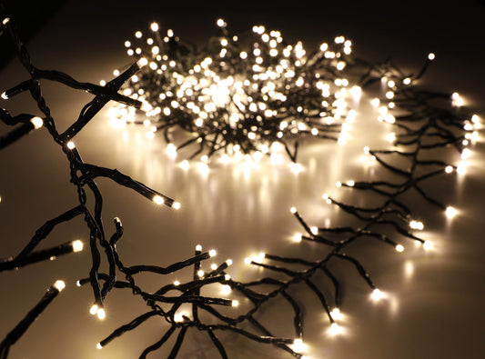 Christmas Concepts 500 6M/20FT Warm White LED Cluster Lights With 8 Function Controller - Indoor/Outdoor - Energy Efficient A++ - Christmas Lights
