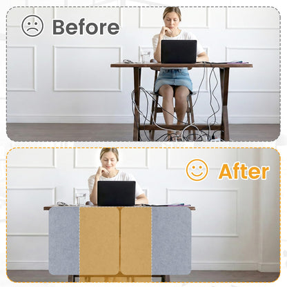Felt Desk Divider, Clamp-On Privacy Panel, 60 x 60 cm, Light Grey