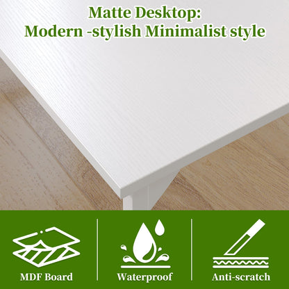 Grandder 80 cm Computer Desk, Small Home Office Desk Study Writing Kid Table for Small Spaces, Simple PC Work Desk, Adjustable Feet, White