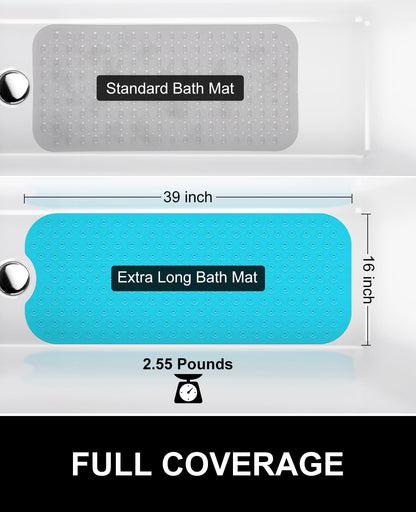 Yolife No Suction Cup Bath Mat: 40x100CM Extra Long Bathmat│Perfect for Refinished Bathtub Mat│Made of Nature Rubber│a Blessing for the Elderly and