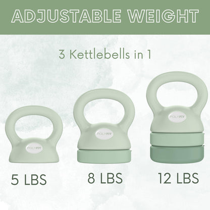 Polyfit Adjustable Kettlebell - 5 lbs, 8 lbs, 12 lbs Kettlebell Weights Set for Women