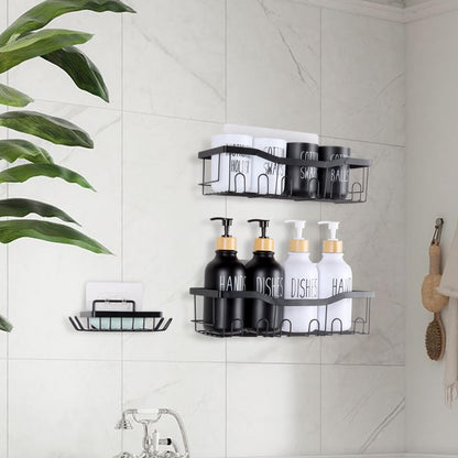 FEILANDUO Shower Caddy, Bathroom Shelf Organiser No Drilling, Self Adhesive Shower Storage Rack, Rust-Free Wall Mounted Shower Shelf for Bathroom
