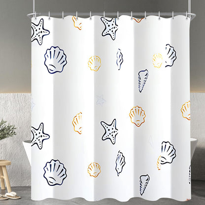Lerores Shower Curtain, 150 x 200 cm, Small Ocean Star, Weighted Hem, Anti-Mould, Water-Repellent