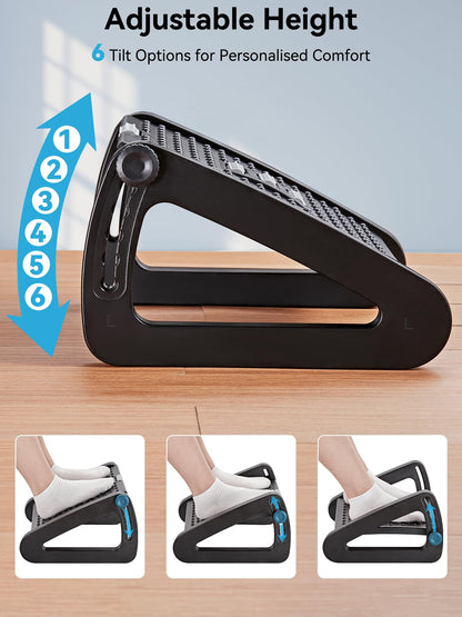 HEETA Foot Rest, Adjustable Height Under Desk Foot Rest Ergonomic Foot Stool with Massager Function for Offie and Home, Easy to Assemble, Pressure