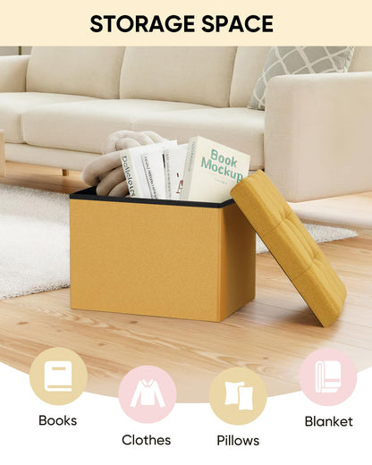 Bonlife Storage Ottoman, Folding Small Foot Rest,Toy Chest Storage Footrest Seat, Footstool for Living Room, Bedroom, Dorm