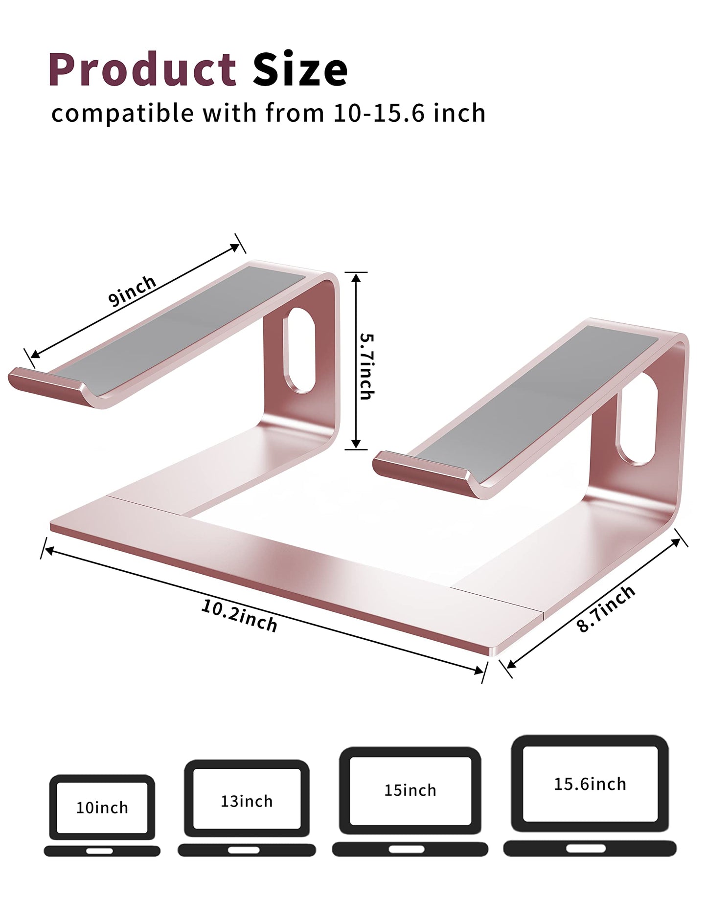 ALASHI Laptop Stand for Desk, Aluminum Computer Riser, Ergonomic Notebook Holder, Detachable Metal Laptops Elevator