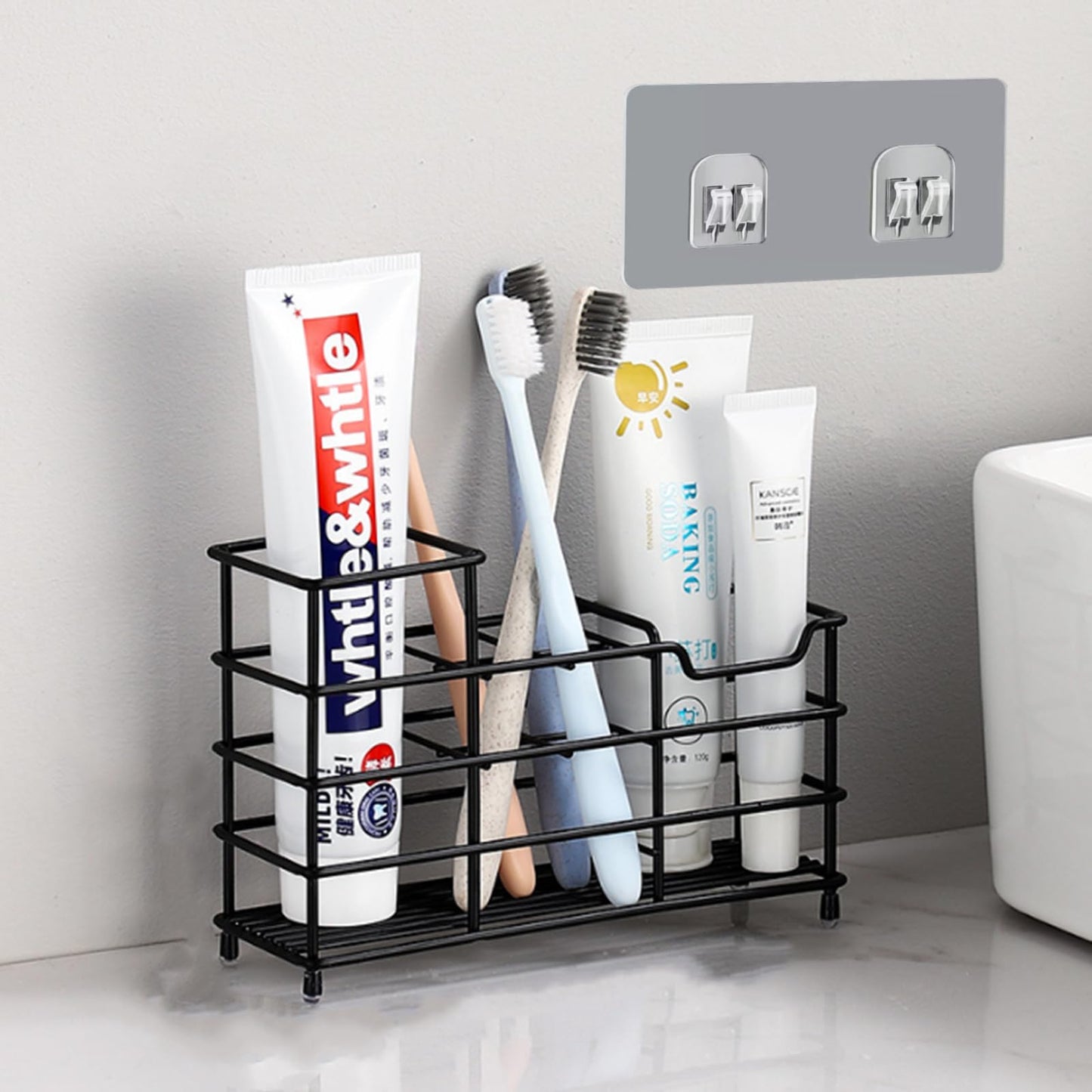 Binwat Toothbrush Holder Stainless Steel Wall Mounted Toothpaste Stand Ventilated Mould-Proof Toothbrush Caddy Eectric Toothbrush Holder Wall Stand (6