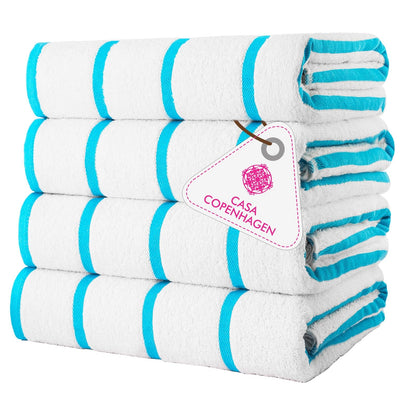 CASA COPENHAGEN Cabana Pool 4-piece set of large bath towels, 76x152 cm, 550 GSM, designed in Denmark, made from soft Egyptian cotton for bathroom