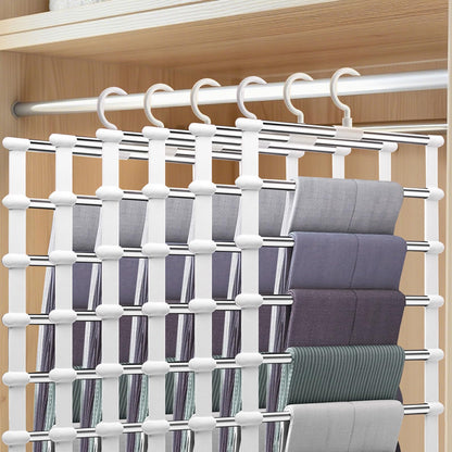 FitRepa 6 Pack Trouser Hangers Space Saving Multi-Layer Pants Hanger, Coat Hangers for Trousers Space Saving Hangers for Pants Jeans Scarf Towels