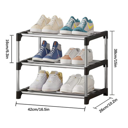 NIAWECAN Small Shoe Rack, Stackable Shoe Rack 3 Tier, Footware Storage