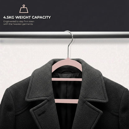 Roe Tenpo Coat Hangers, 20 Pack | Velvet Hangers for Clothes with Tie Bar & 360° Hook | Durable & Sturdy | Non-Slip, Space-Saving Design for Shirts