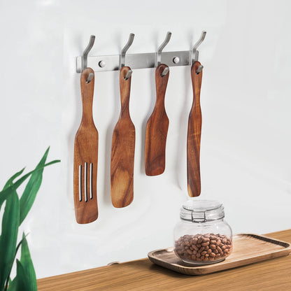 MEIJO Coat Hooks Wall Mounted, Coat Rack Wall Mounted Stainless Steel with 4 Hooks Heavy Duty Coat Hooks for Door, Bedroom, Bathroom, Kitchen