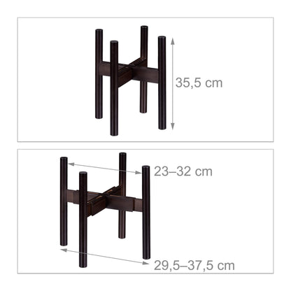 Relaxdays Bamboo Plant Stand, Adjustable, Flower Pots max. 32 cm, Pot Support, H: 35.5 cm, Brown