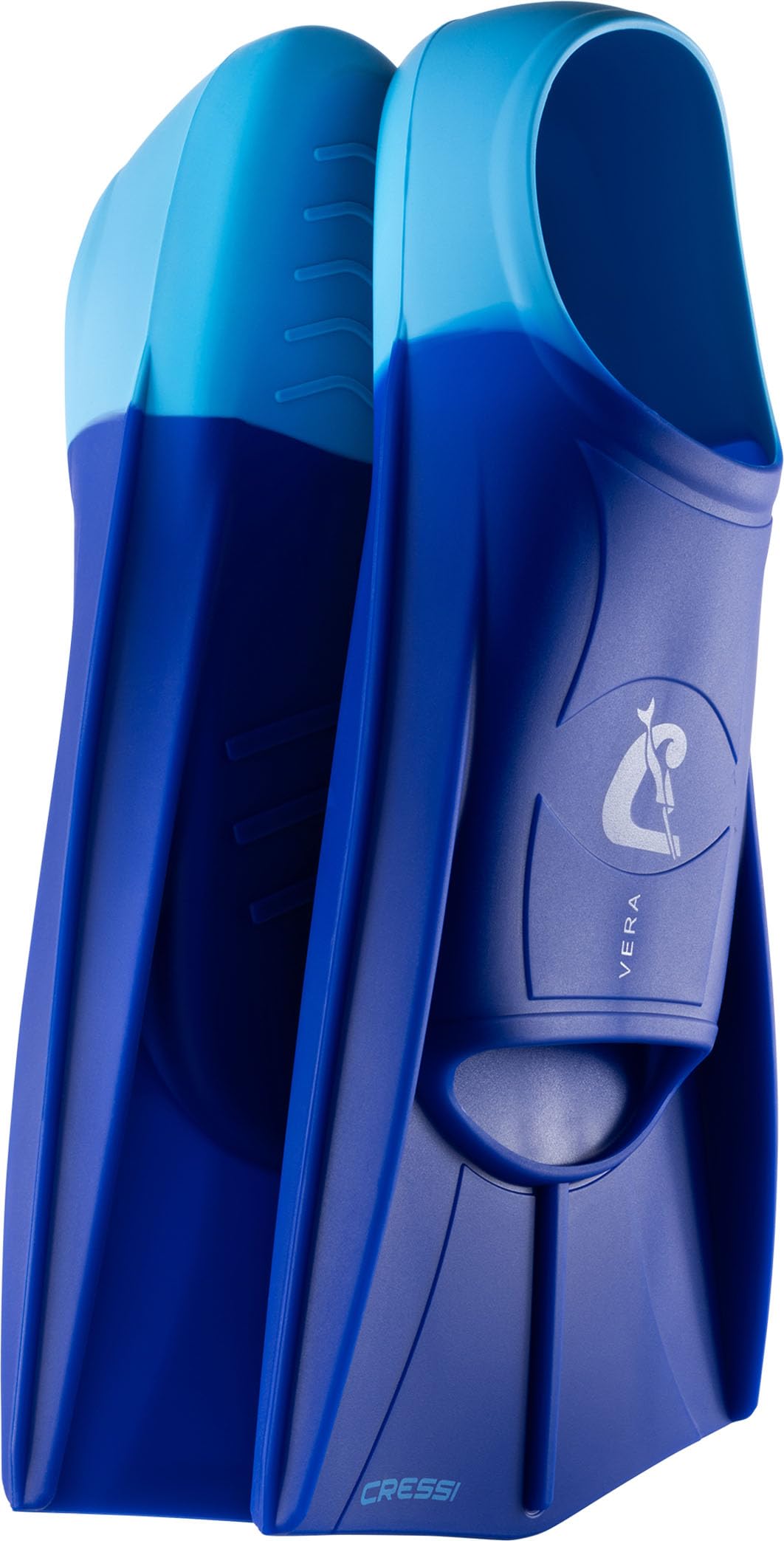 CRESSI Vera Fins Blue/Azure L-Unisex 100% Silicone Short Fins Closed Shoe Design, for Swimming, Open Water Training, Swimming Pool, Snorkelling,
