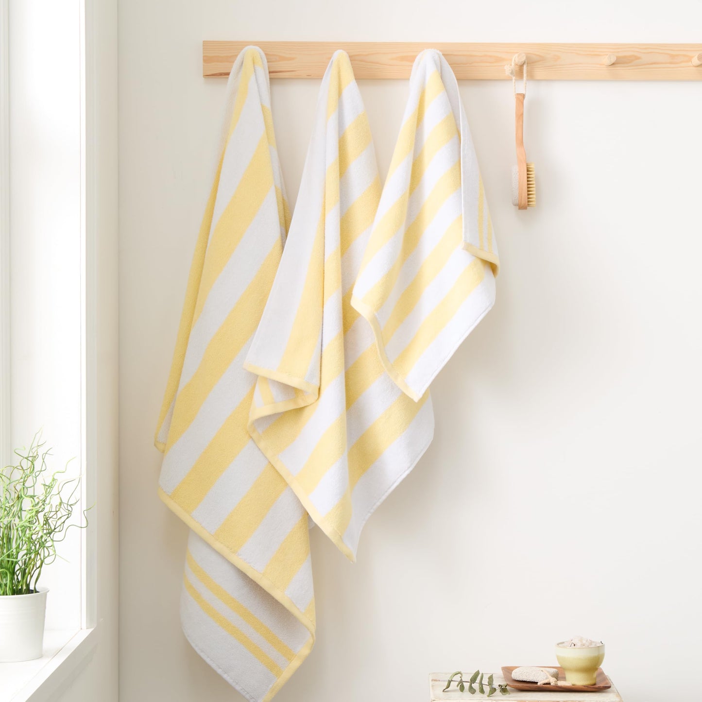 Bianca Reversible Stripe 50x90cm Cotton Jacquard Hand Towel Yellow