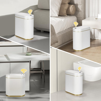 ELPHECO Bathroom Trash Can with Lid Butterfly, Motion Sensor Trash Can Bathroom Decor Automatic Garbage Can Wastebasket Bathroom Accessories, Kitchen