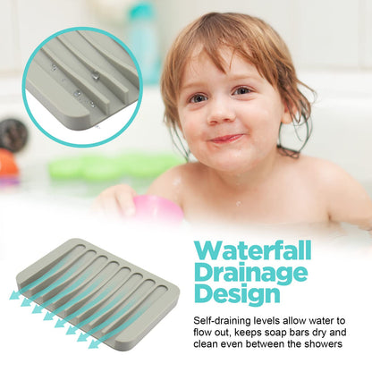 Auzass Silicone Soap Dish, Self Draining Anti-Slip Soap Dish Holder