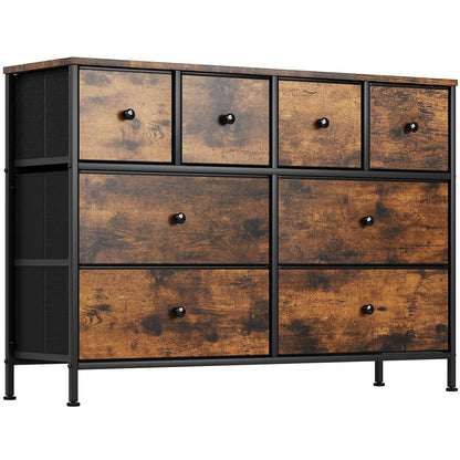 Clevich Chest of Drawers with 8 Fabric Drawers, Wooden top Sideboard, Metal Frame, Anti-Tip Design Storage Cabinet for Bedroom