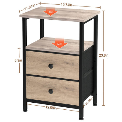 LOAKEKEL Bedside Table, Side Table with 2 Fabric Drawers, Sofa Table