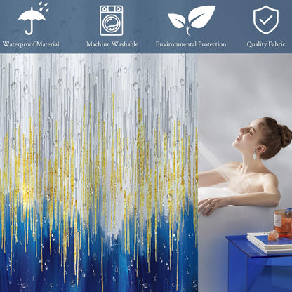 Lirzxin Shower Curtain for Bathroom, Waterproof Shower Curtains Polyester Abstract Geometric Stripes Gradient Theme Modern Thick Mildew Resistant