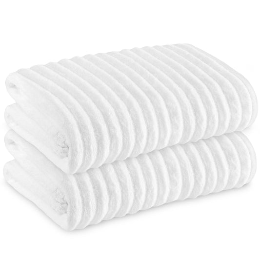 Towelogy Bamboo Extra Large Bath Towels (90x140cm, 2 Pack) - Highly Absorbent & Fast Drying Bath Sheets OEKO-TEX CERTIFIED (White, 2)