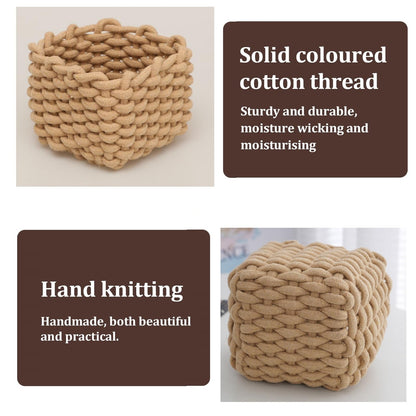 JJQHYC Cotton Rope Basket Woven Storage Baskets Brown Rope Desktop Basket Organizer Bathroom Storage Baskets for Cupboard Nursery Decor