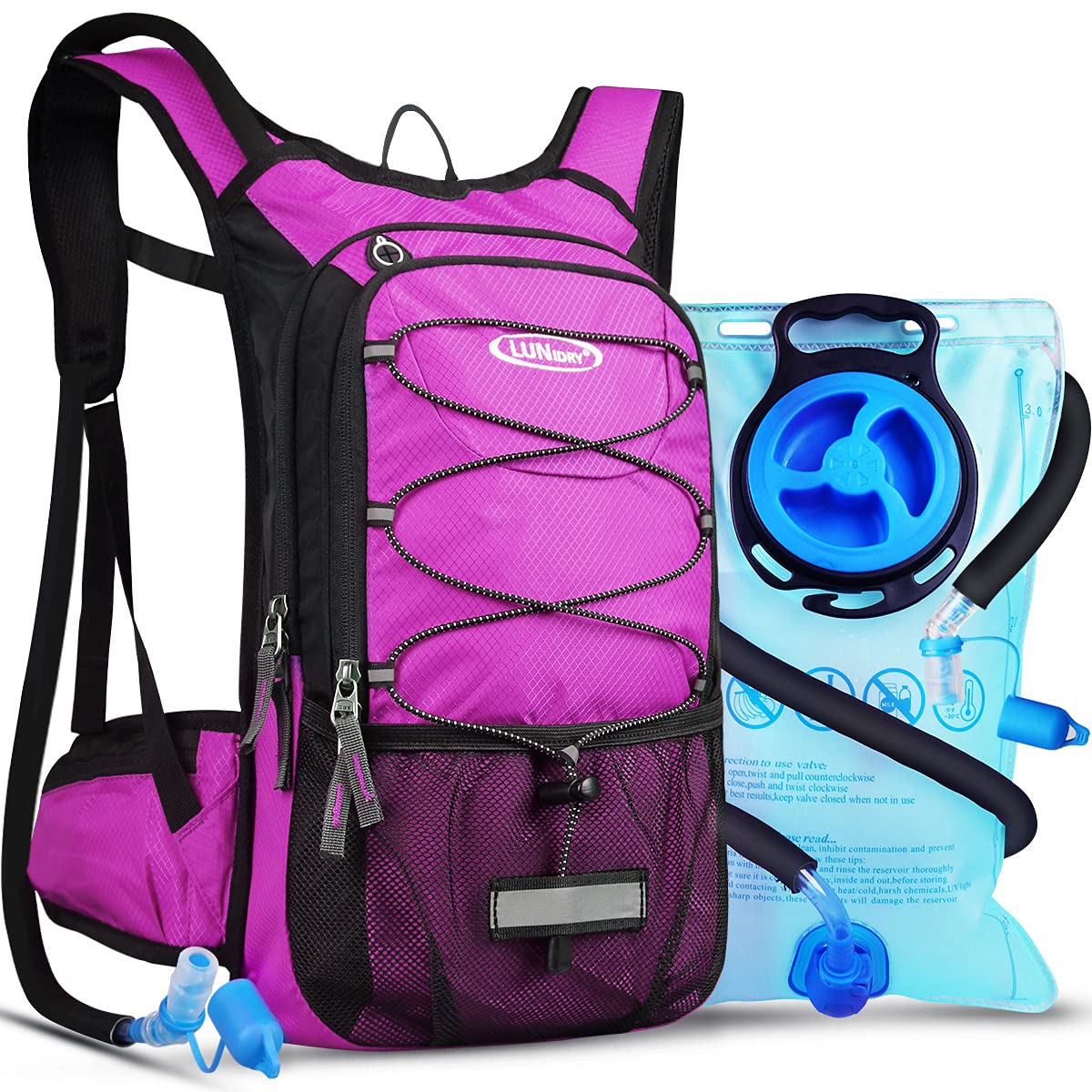 Lunidry Hydration Backpack with 3L Water Bladder, 15L Running Hydration Backpack for Men & Women, Lightweight Leakproof Water Rucksack Mountain Bike
